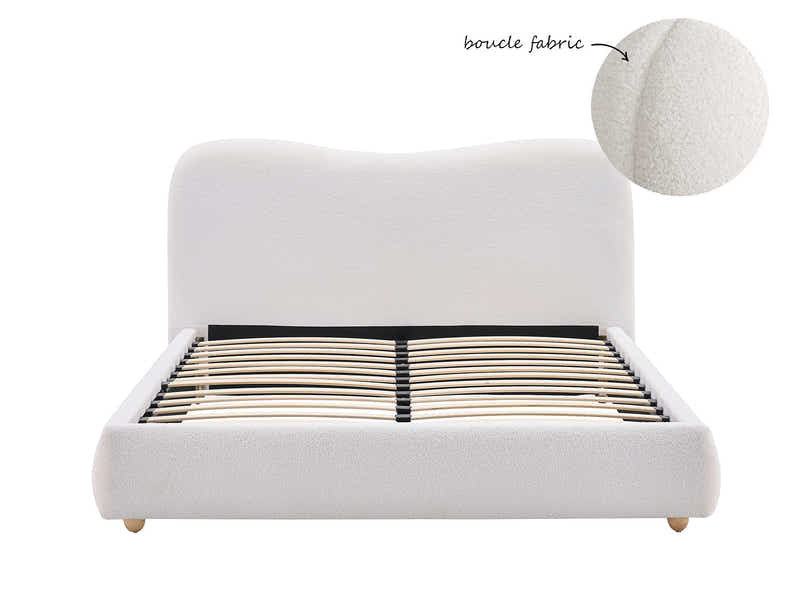 Chelsy Boucle Bed Frame Beige - Double