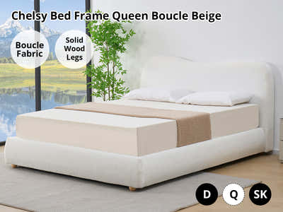 Chelsy Boucle Bed Frame Beige - Queen