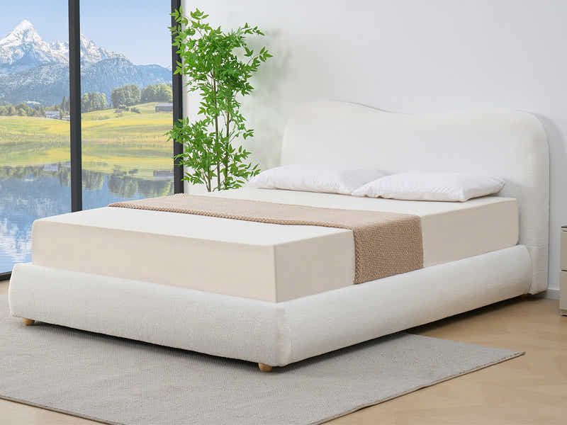 Chelsy Boucle Bed Frame Beige - Queen