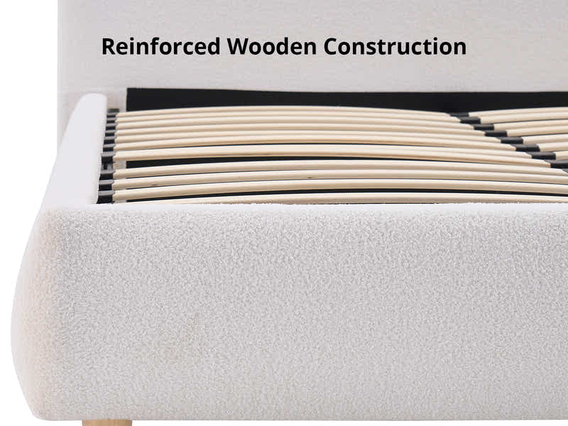 Chelsy Boucle Bed Frame Beige - Queen