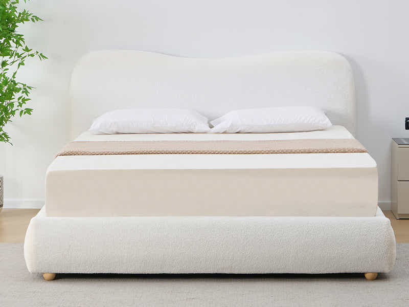 Chelsy Boucle Bed Frame Beige - Queen