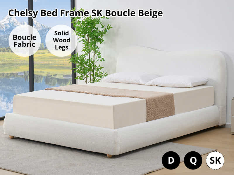 Chelsy Boucle Bed Frame Beige - Super King