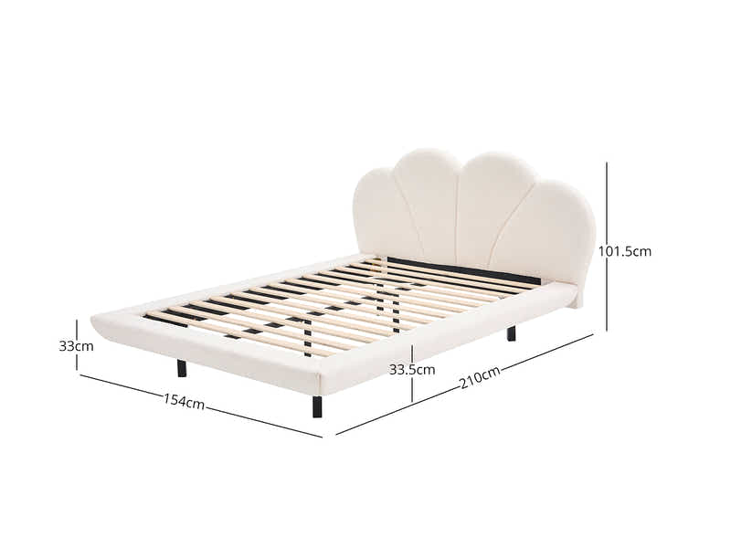 Joleen Boucle Bed Frame Cream - Queen