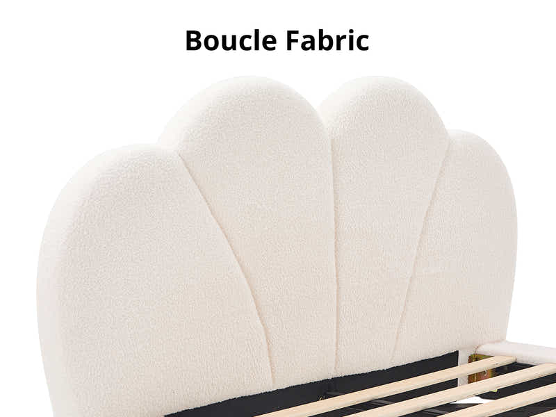Joleen Boucle Bed Frame Cream - Queen