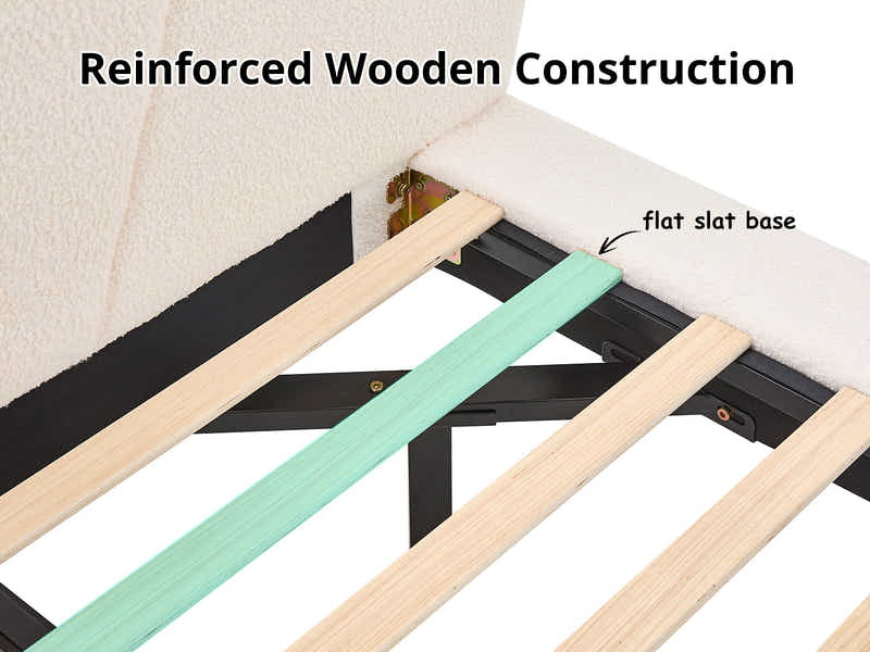 Joleen Boucle Bed Frame Cream - Queen