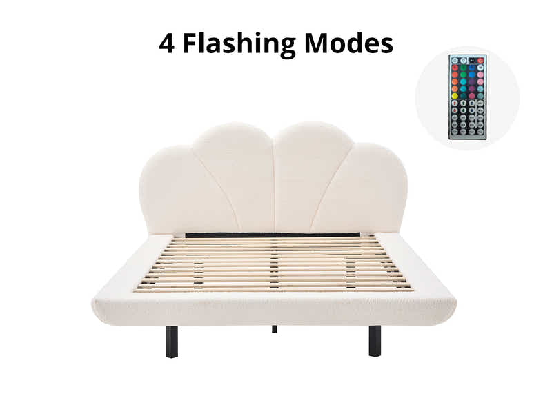 Joleen Boucle Bed Frame Cream - Queen