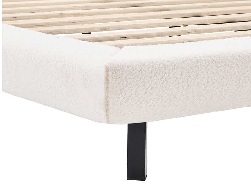 Joleen Boucle Bed Frame Cream & PIL20 Mattress with Pillows - Queen
