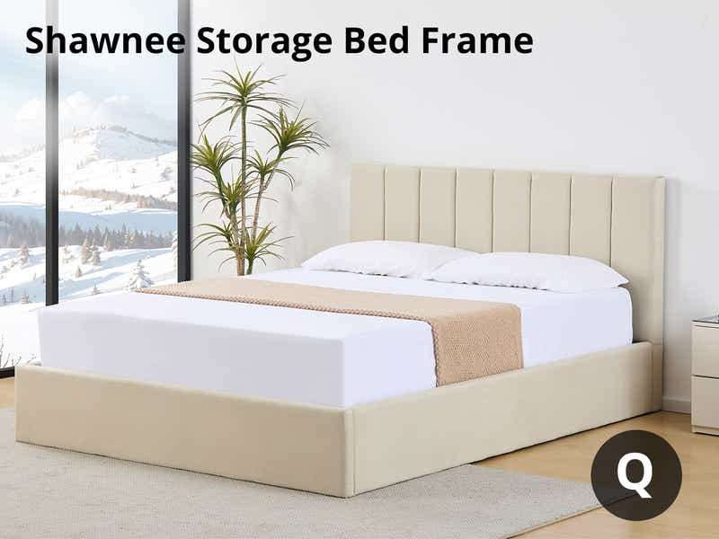 Shawnee Storage Bed Frame Beige - Queen