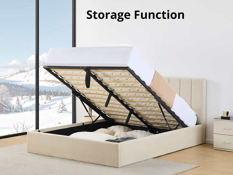 Shawnee Storage Bed Frame Beige - Queen