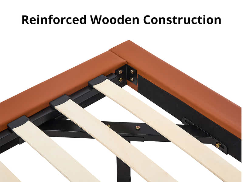 Kalyn PU Bed Frame Orange - Queen