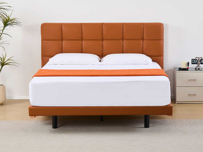 Kalyn PU Bed Frame Orange - Queen