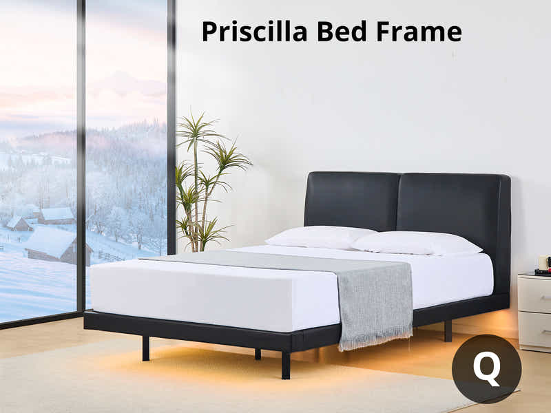 Priscilla PU Bed Frame Black - Queen
