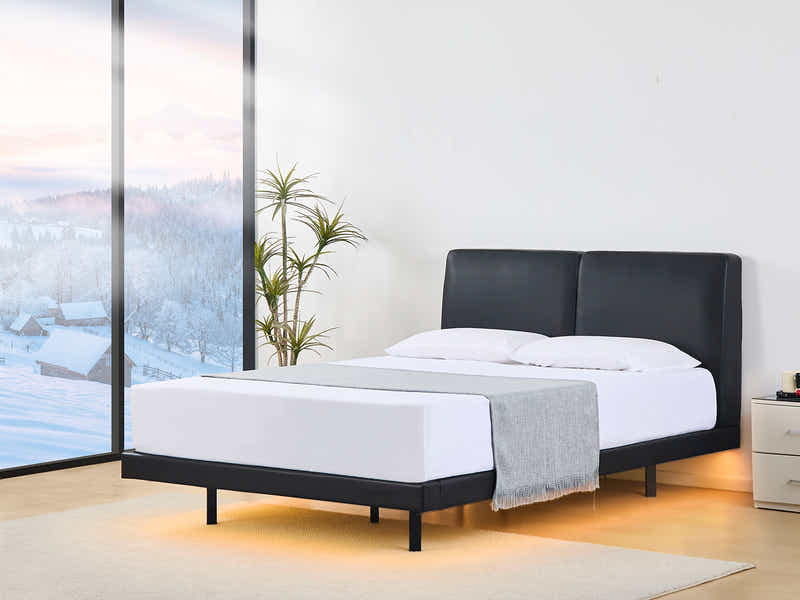 Priscilla PU Bed Frame Black - Queen