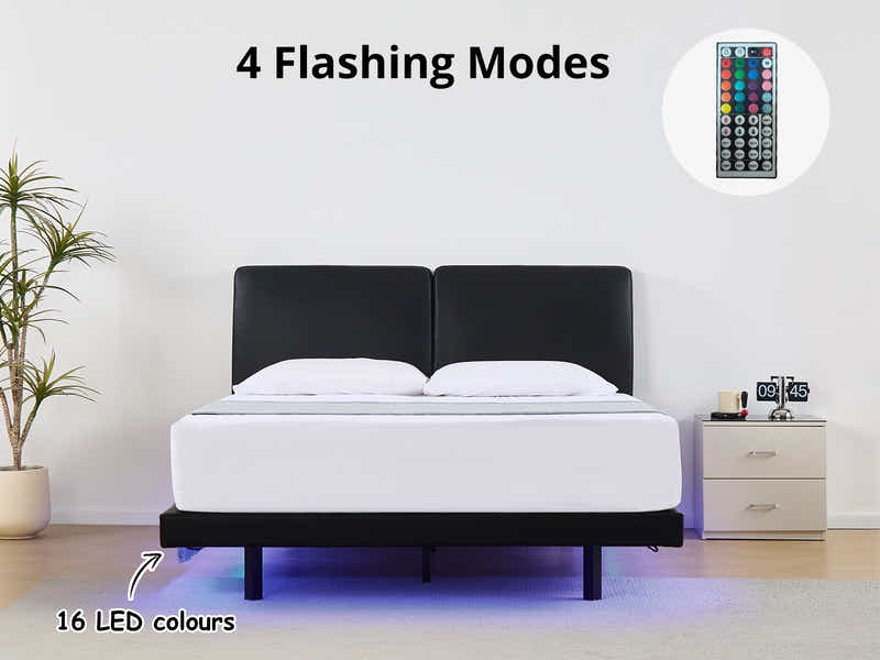 Priscilla PU Bed Frame Black - Queen