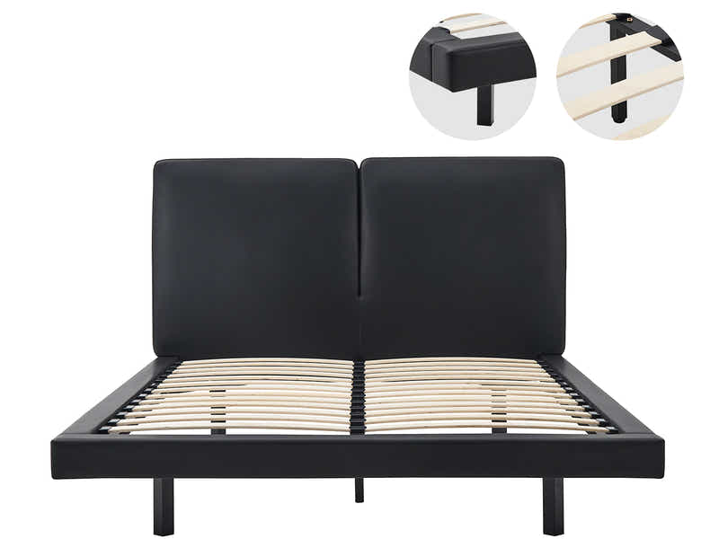 Priscilla PU Bed Frame Black - Queen