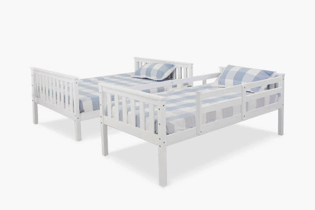 New Chico Triple Bunk Bed - White + Bon10 Single & Bon 21 Double Mattresses