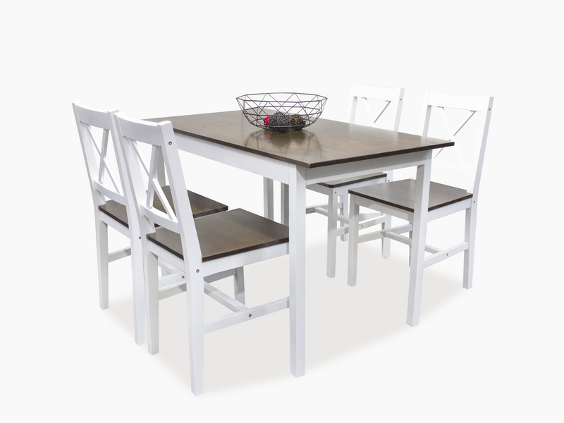 Ajax 5-Piece Dining Set - White & Teak
