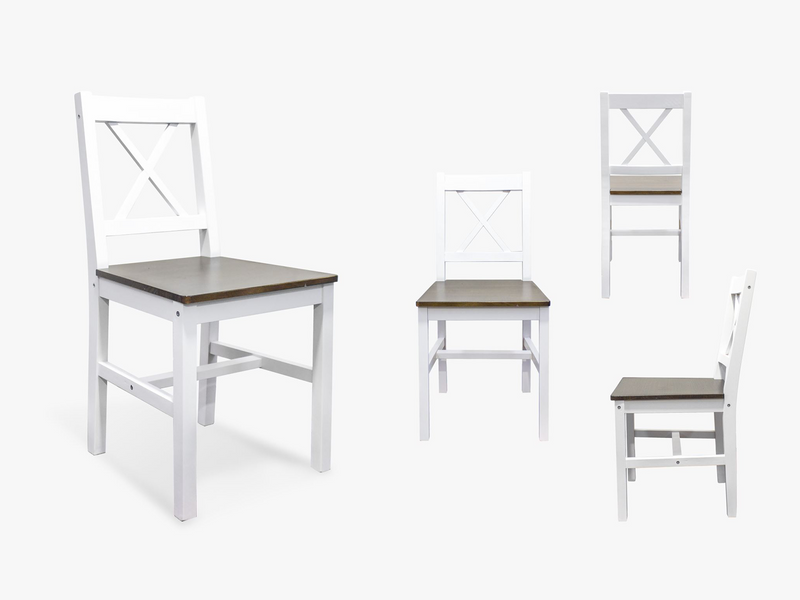 Ajax 5-Piece Dining Set - White & Teak