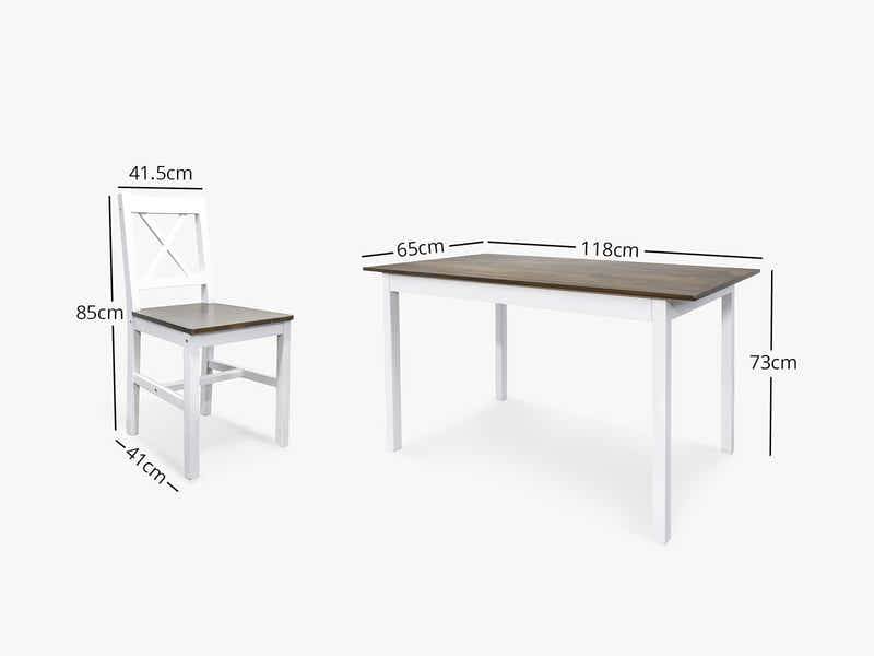 Ajax 5-Piece Dining Set - White & Teak