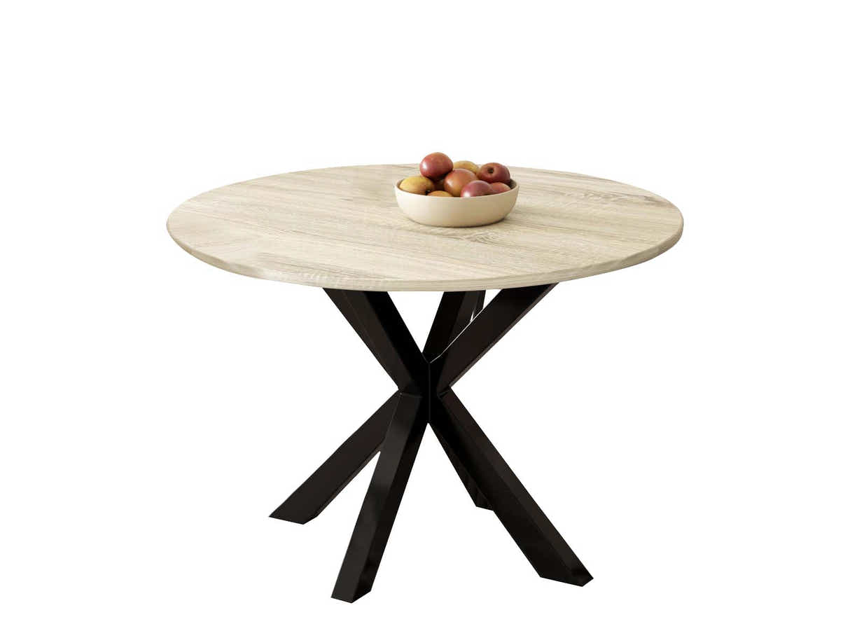 Elsie Round Dining Table - 110 cm & Walnut Bonded Leather Dining Chair - Set of 4