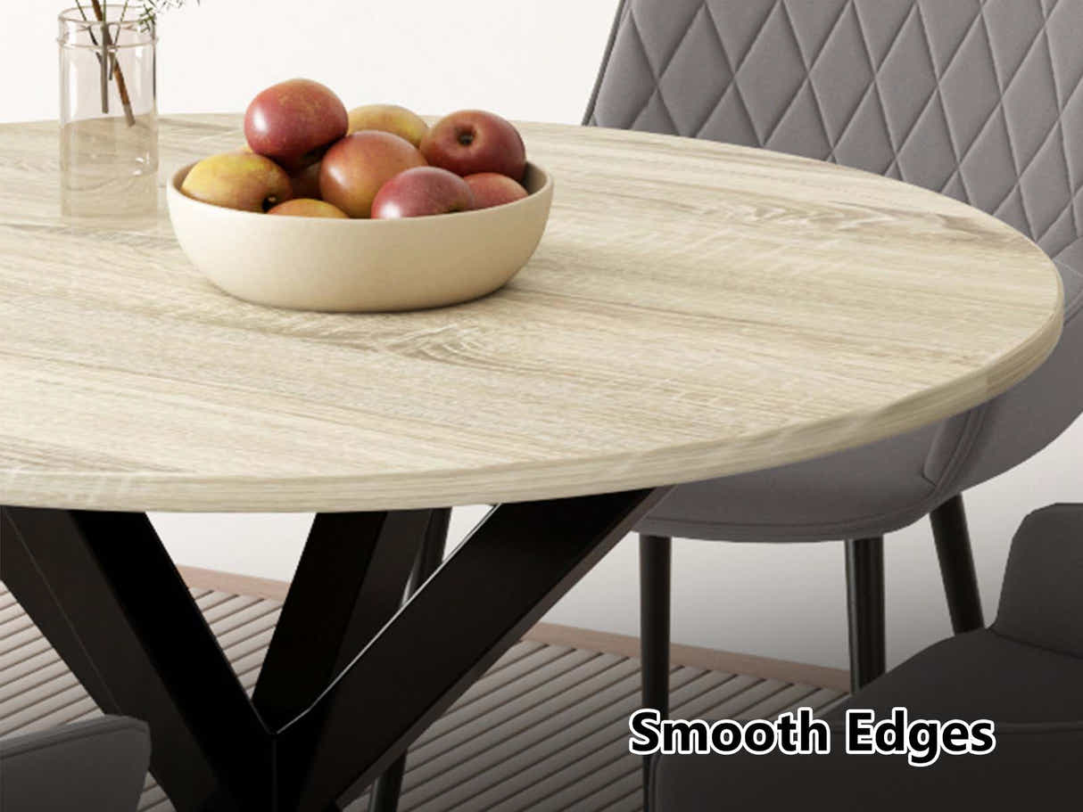 Elsie Round Dining Table - 110 cm & Walnut Bonded Leather Dining Chair - Set of 4