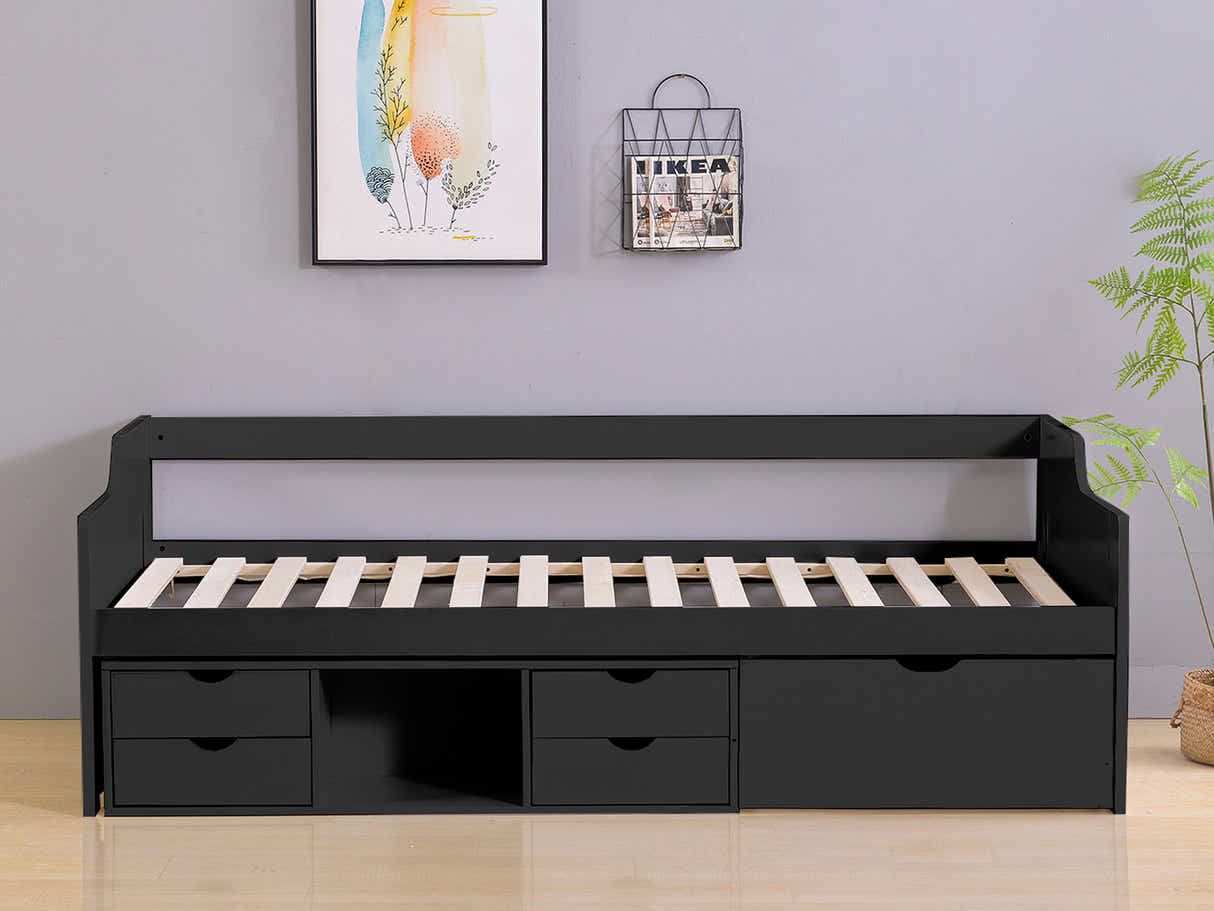 Herb Daybed with Drawers - Black