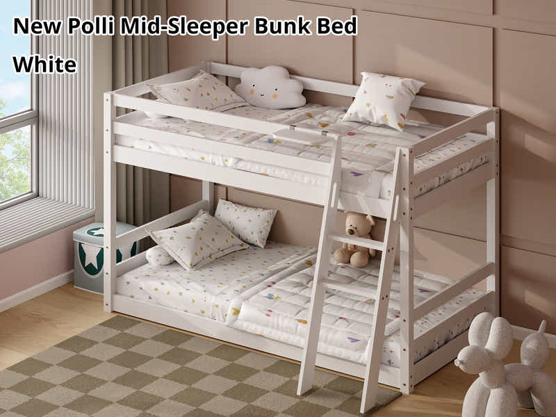New Polli Mid-Sleeper Bunk Bed White