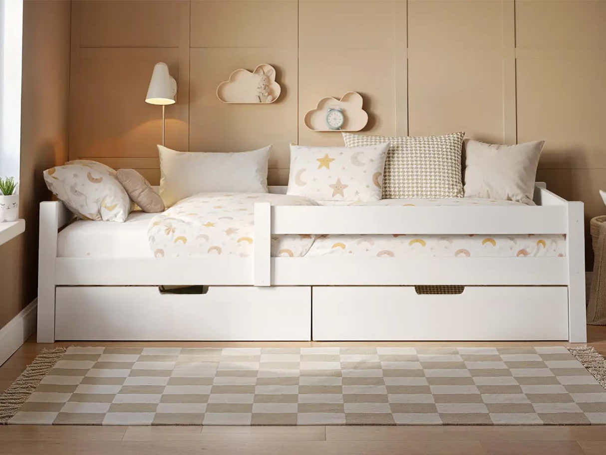 Milo Single Bed with Storage - White