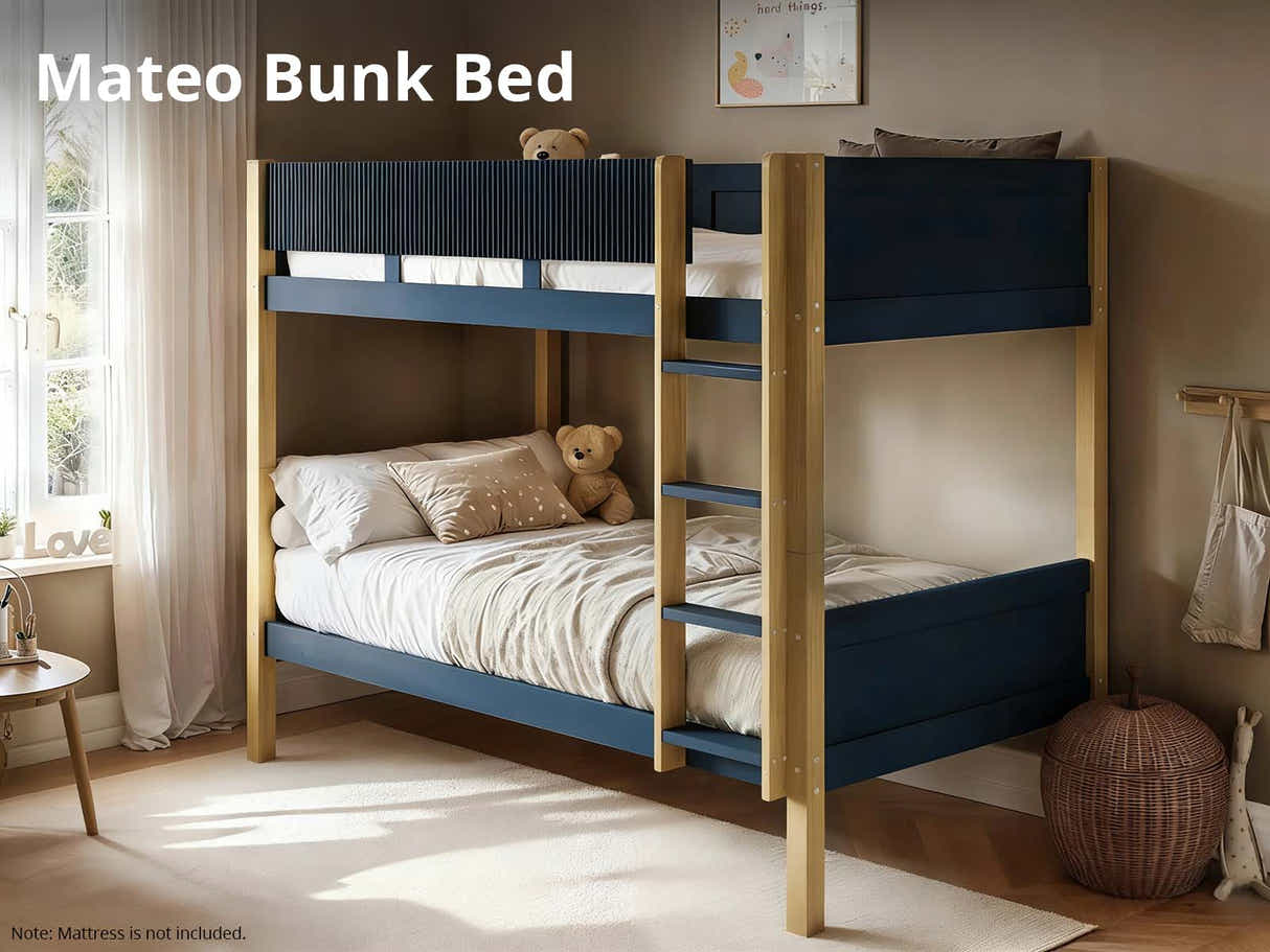 Mateo Bunk Bed - Oak & Navy