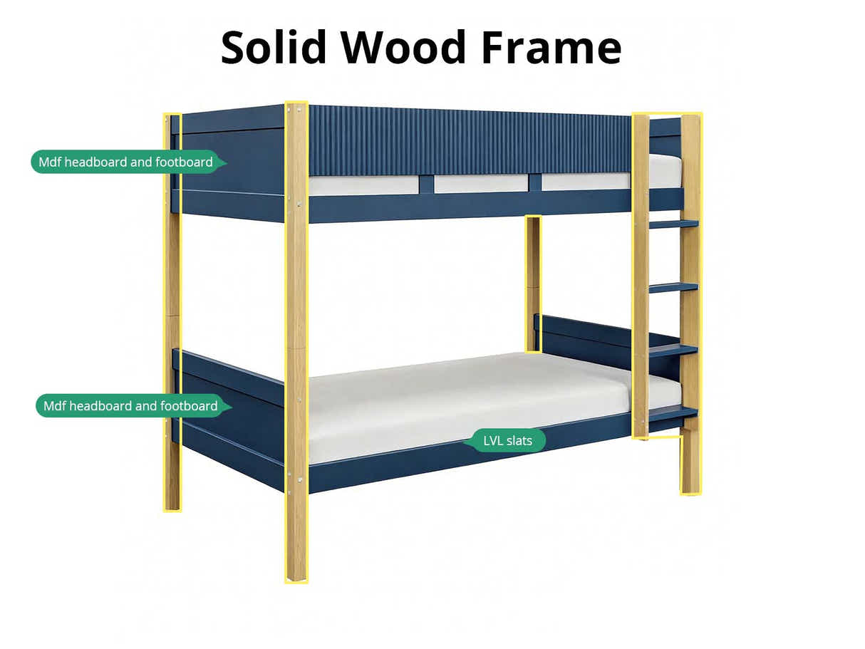 Mateo Bunk Bed - Oak & Navy