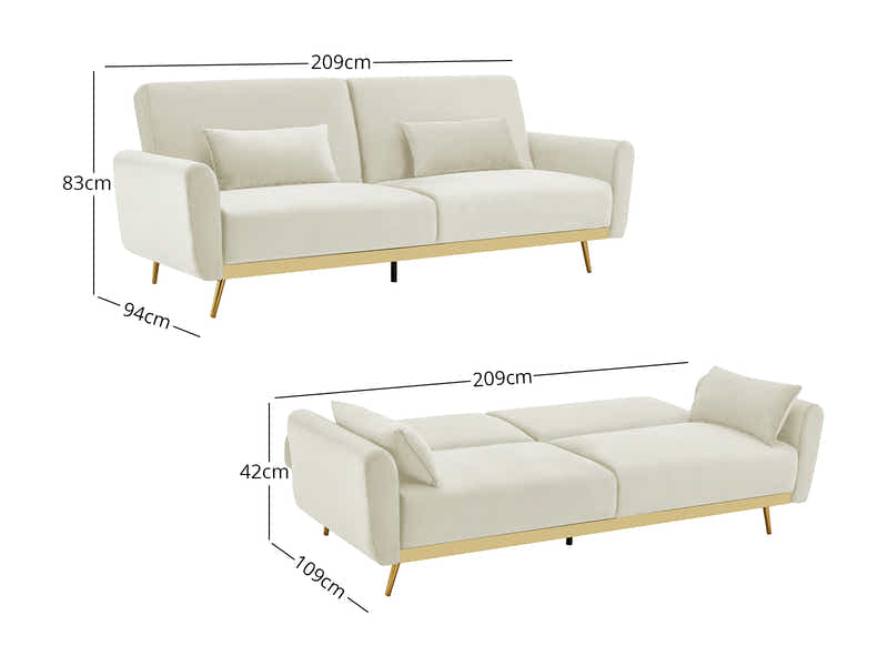 Limpley Velvet Sofa Bed - Beige