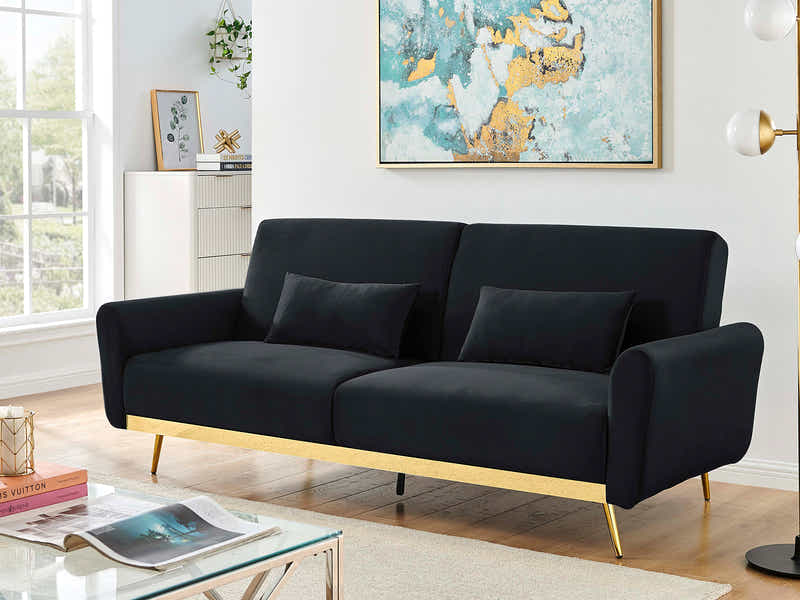 Limpley Velvet Sofa Bed - Black