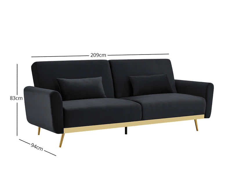 Limpley Velvet Sofa Bed - Black