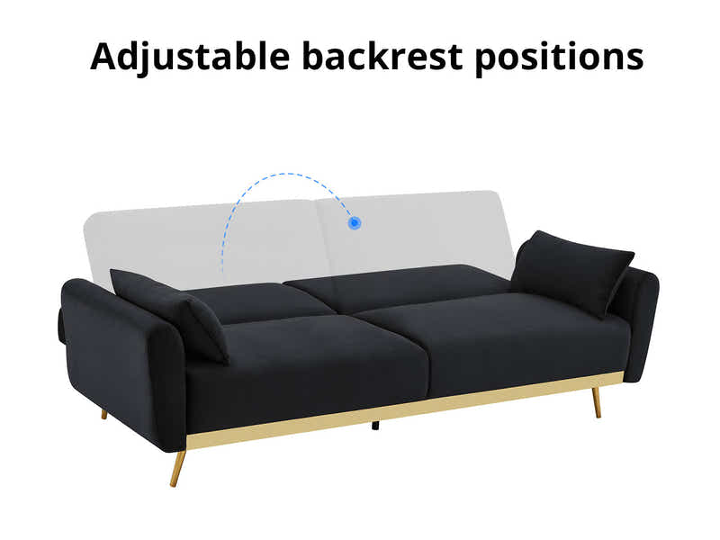 Limpley Velvet Sofa Bed - Black