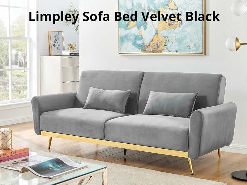 Limpley Velvet Sofa Bed - Grey