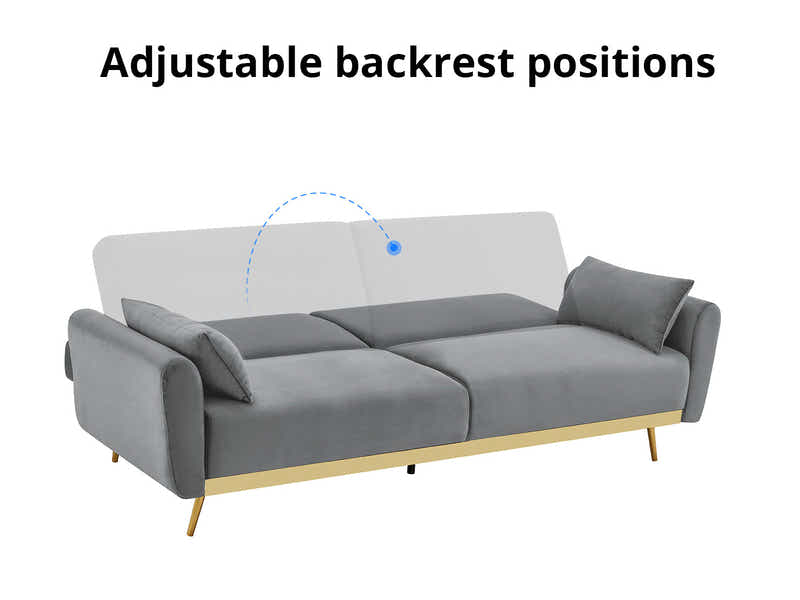 Limpley Velvet Sofa Bed - Grey