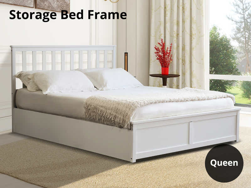 Atlantis Storage Bed Frame White - Queen