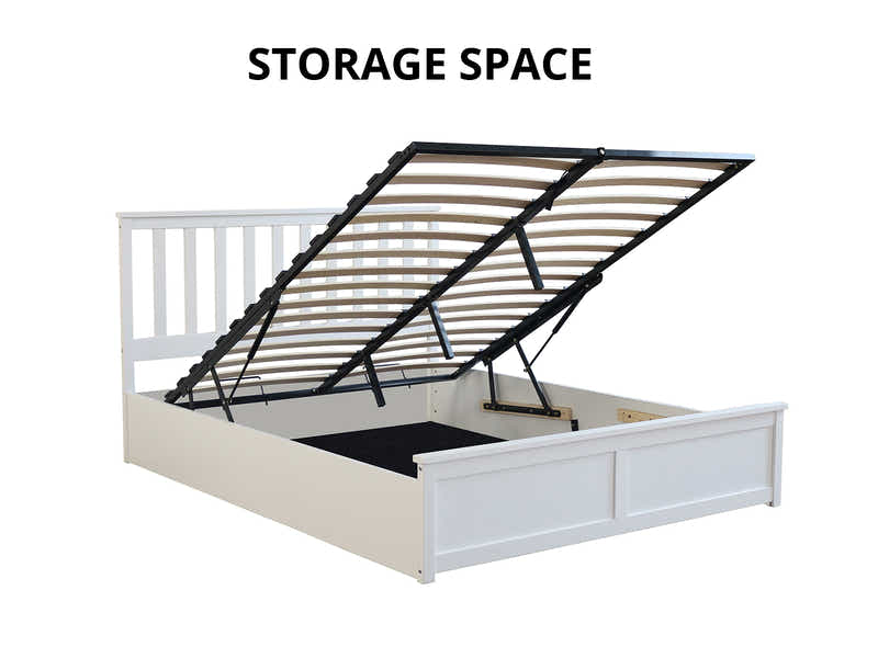 Atlantis Storage Bed Frame White - Queen
