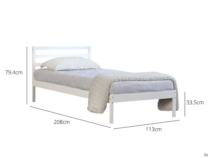Atlas Bed Frame White - King Single
