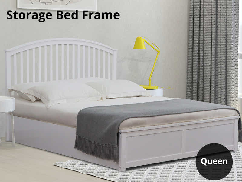 Harrogate Storage Bed Frame White - Queen