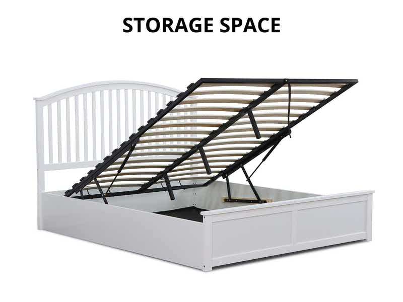 Harrogate Storage Bed Frame White - Queen