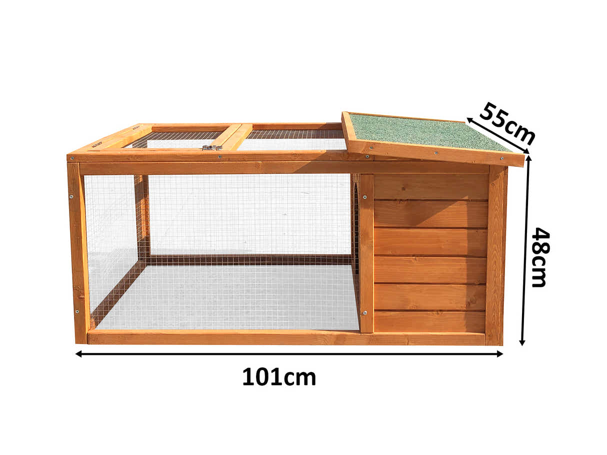 DS Wooden Rabbit Hutch - 101cm