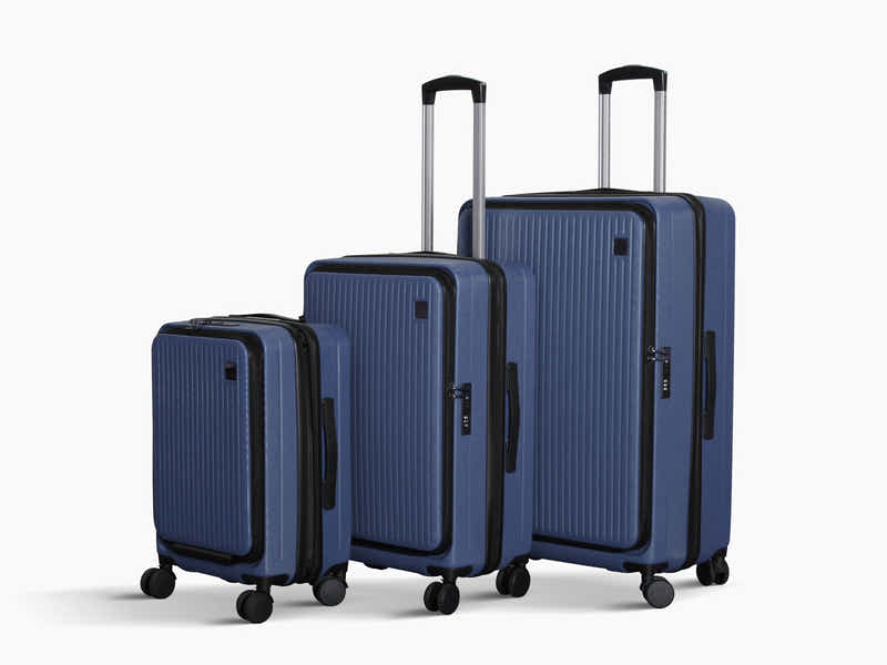 Luggage Set 3pcs front open blue