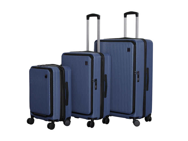 Luggage Set 3pcs front open blue