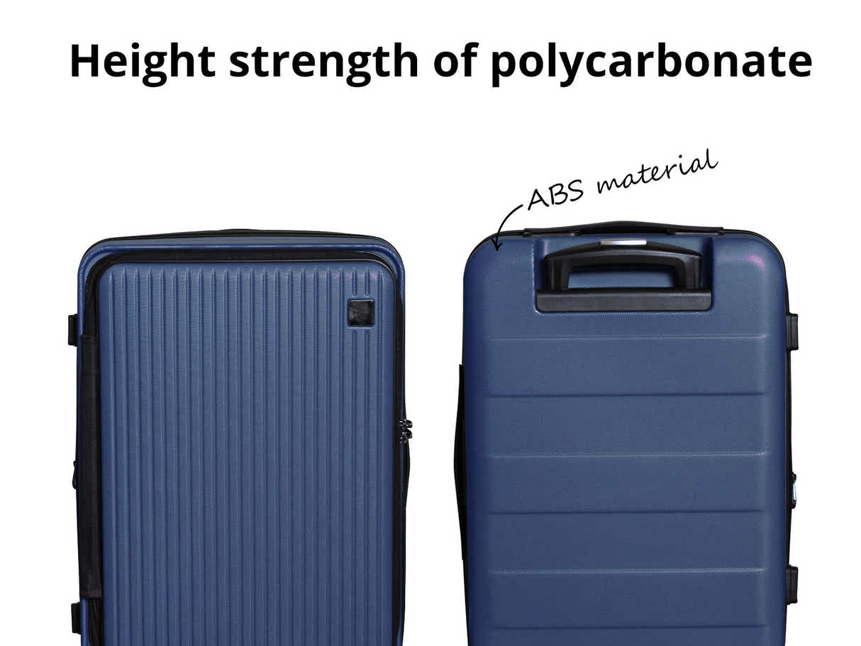 3-Piece Front Open Luggage Set – Blue
