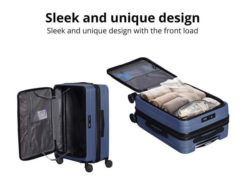 Luggage Set 3pcs front open blue