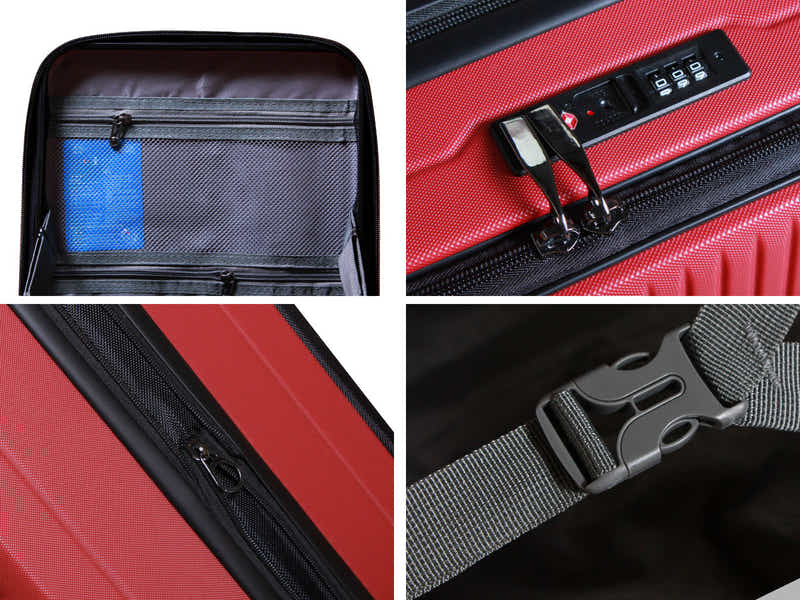 Luggage Set 3pcs front open wine red