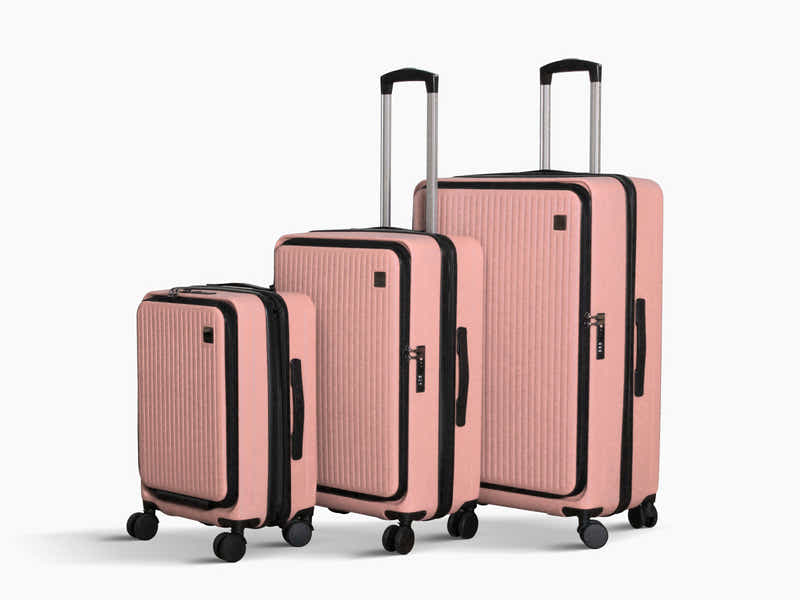 3-Piece Front Open Luggage Set – Rose Gold