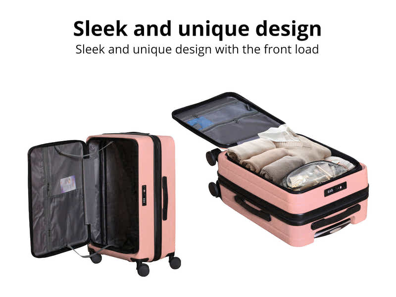 3-Piece Front Open Luggage Set – Rose Gold