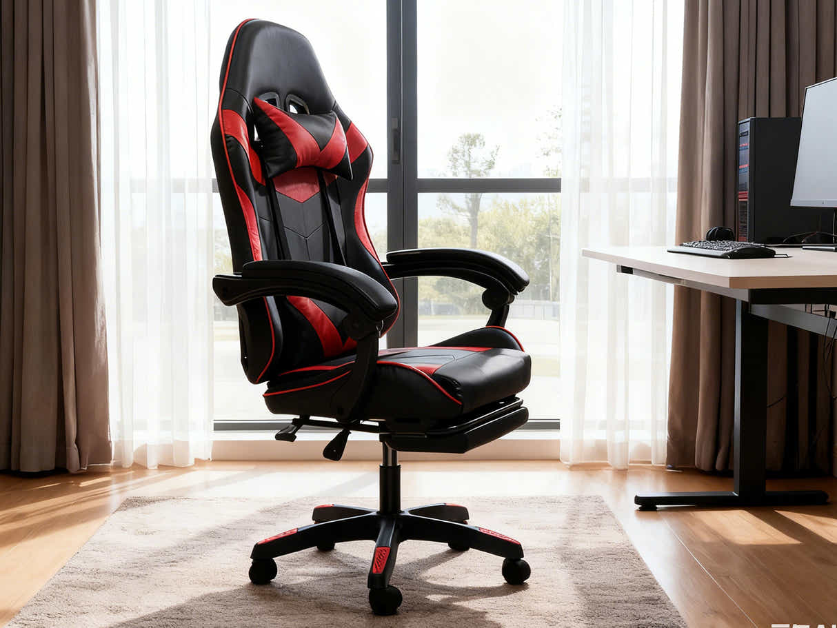 Gaming Table L2R Right 160CM & Nicola Gaming chair PVC Black+Red